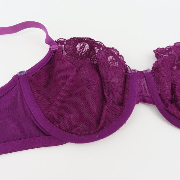 Victorias Secret 36C Bra Very Sexy Push Up Purple Lace Velvet Underwired Unlined - Picture 9 of 15